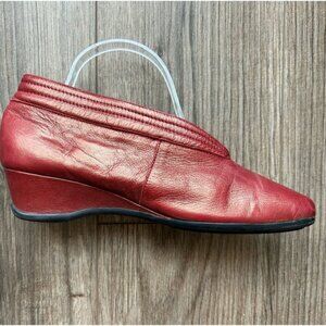 Softinos Red Leather Wedge Ankle 👠  8.5